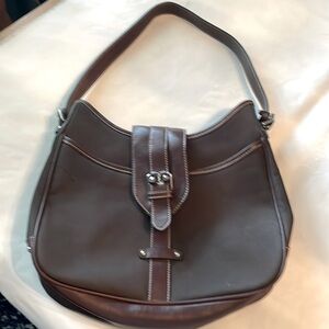 Etienne Aigner Purse brown leather and canvas in good condition.